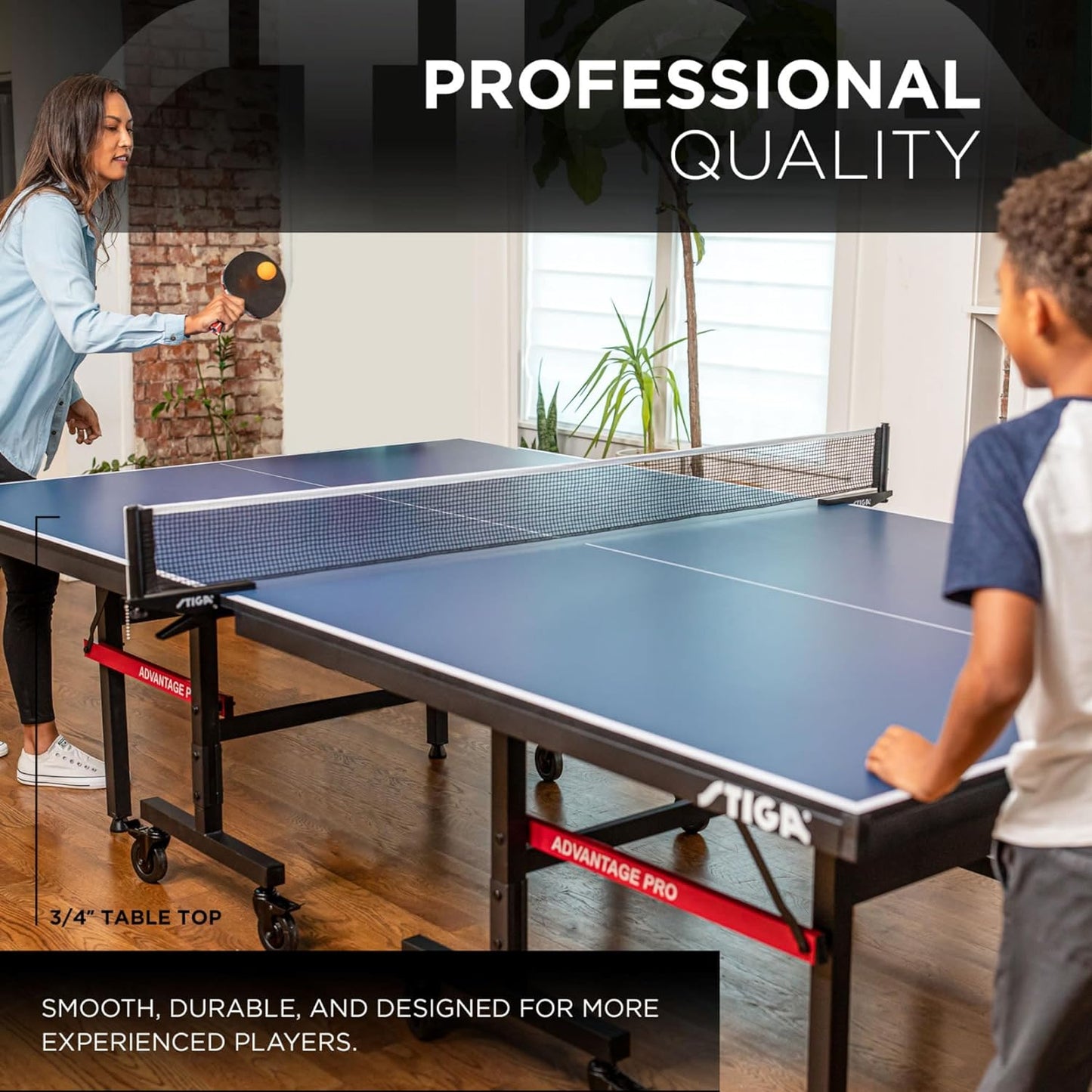 STIGA Advantage Series Indoor Ping Pong Table, Foldable Table Tennis Table - 13, 15, 18, and 25Mm Tabletops - Quickplay 10 Minute Assembly - Playback Mode - Recreational- to Tournament-Level